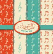 Vector set of seamless retro music patterns