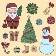 Vector set vintage Christmas and New Year&#039;s decorative elements