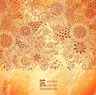 Template poster with doodle flowers and paisley for your business N7