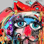 abstract digital artwork painting portrait of cat mustaches with