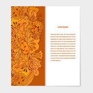 Flyer with orange plant ornament Vector illustration