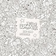 Doodles abstract decorative summer vector frame N5