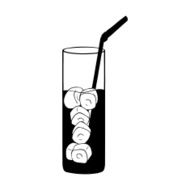 Vector Glass of Lemonade on the Rocks with a Straw
