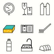 Dish washing icons set