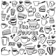 coffee and tea cups doodles set N2
