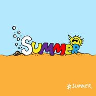 Colored Hand drawn graphical lettering summer