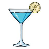 Vector Cartoon Blue Cocktail with Lime