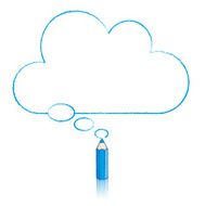 Blue Pencil Drawing Flat Cloud Thought Balloon