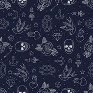 Old School Tattoo Seamless Pattern N2