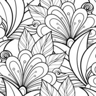 Vector Seamless Monochrome Floral Pattern N248