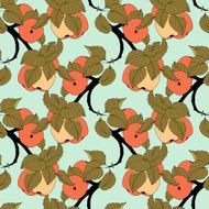 Vector Seamless Colored Apple Tree Pattern N2