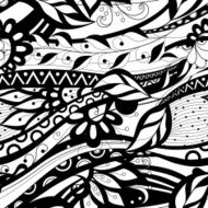 Vector Seamless Monochrome Floral Pattern N249