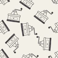 coffee grinder doodle seamless pattern background N2