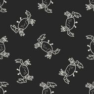 Crab doodle seamless pattern background N8