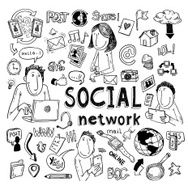 social media doodle set Hand-drawn vector illustration N2