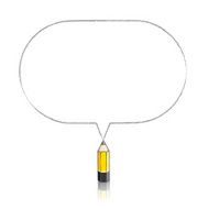 Wooden Lead Pencil Drawing Oblong Speech Balloon