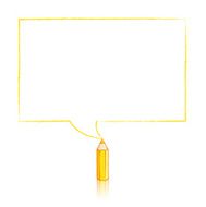 Yellow Pencil Drawing Rectangular Speech Balloon