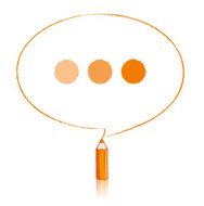 Orange Pencil Drawing Oval Speech Balloon with Ellipsis