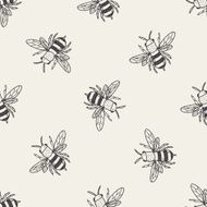 bee doodle seamless pattern background N2