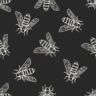 bee doodle seamless pattern background N3