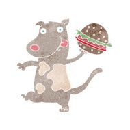 cartoon hungry dog with burger N4