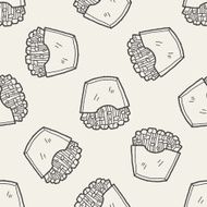 Doodle French fries seamless pattern background N3