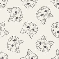 cat doodle drawing seamless pattern background N39