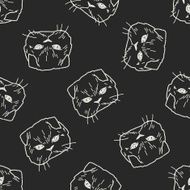 cat doodle drawing seamless pattern background N40