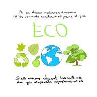 Eco Hand Draw Icon Set Green Logo Collection Vector
