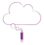 Purple Pencil Drawing Flat Cloud Thought Balloon N2