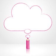 Pink Pencil Drawing Flat Cloud Thought Balloon
