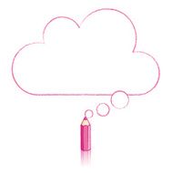 Pink Pencil Drawing Flat Cloud Thought Balloon N2