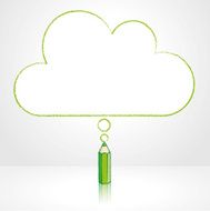 Green Pencil Drawing Flat Cloud Thought Balloon