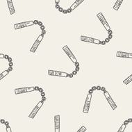 nunchaku doodle seamless pattern background N2