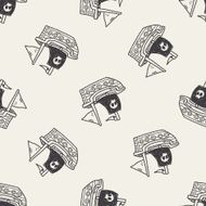 pirate ship doodle seamless pattern background N4