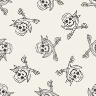 skull and knife doodle seamless pattern background N2