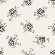skull doodle seamless pattern background N11