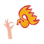 cartoon hand and fire symbol N4