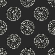 Doodle Pizza seamless pattern background N8