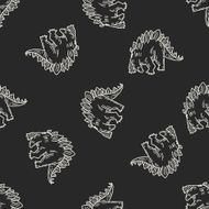 Stegosaurus dinosaur doodle seamless pattern background N2