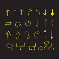 Hand drawn arrows and block scheme elements