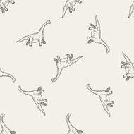 Brontosaurus dinosaur doodle seamless pattern background N4