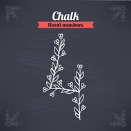 Chalk drawn floral numbers The number 4