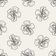 Chinese hibiscus doodle seamless pattern background N2