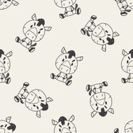 Chinese Zodiac horse doodle drawing seamless pattern background N2