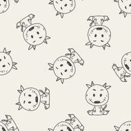 Chinese Zodiac sheep doodle drawing seamless pattern background N2