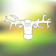 Vector Illustration Hand-drawn cute head of deer with horns