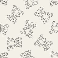 Doodle Teddy seamless pattern background N4