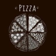 pizza on a blackboard