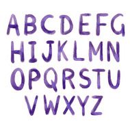 Hand drawn watercolor alphabet font letters